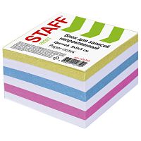 126365.85 Блок для записей STAFF непроклеенный, куб 9*9*5 см, цветной, чередование с белым, 126365