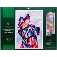 315590.66 Картина по номерам Greenwich Line "Пёс и бабочка" A3, с акриловыми красками, картон, европодвес