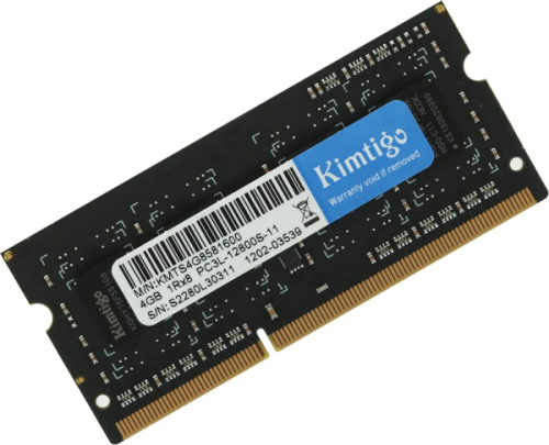 1830491.01 Память DDR3L 4Gb 1600MHz Kimtigo KMTS4G8581600 RTL PC3L-12800 CL11 SO-DIMM 204-pin 1.35В single rank