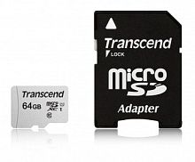 1101939.01 Флеш карта microSDXC 64Gb Class10 Transcend TS64GUSD300S-A + adapter